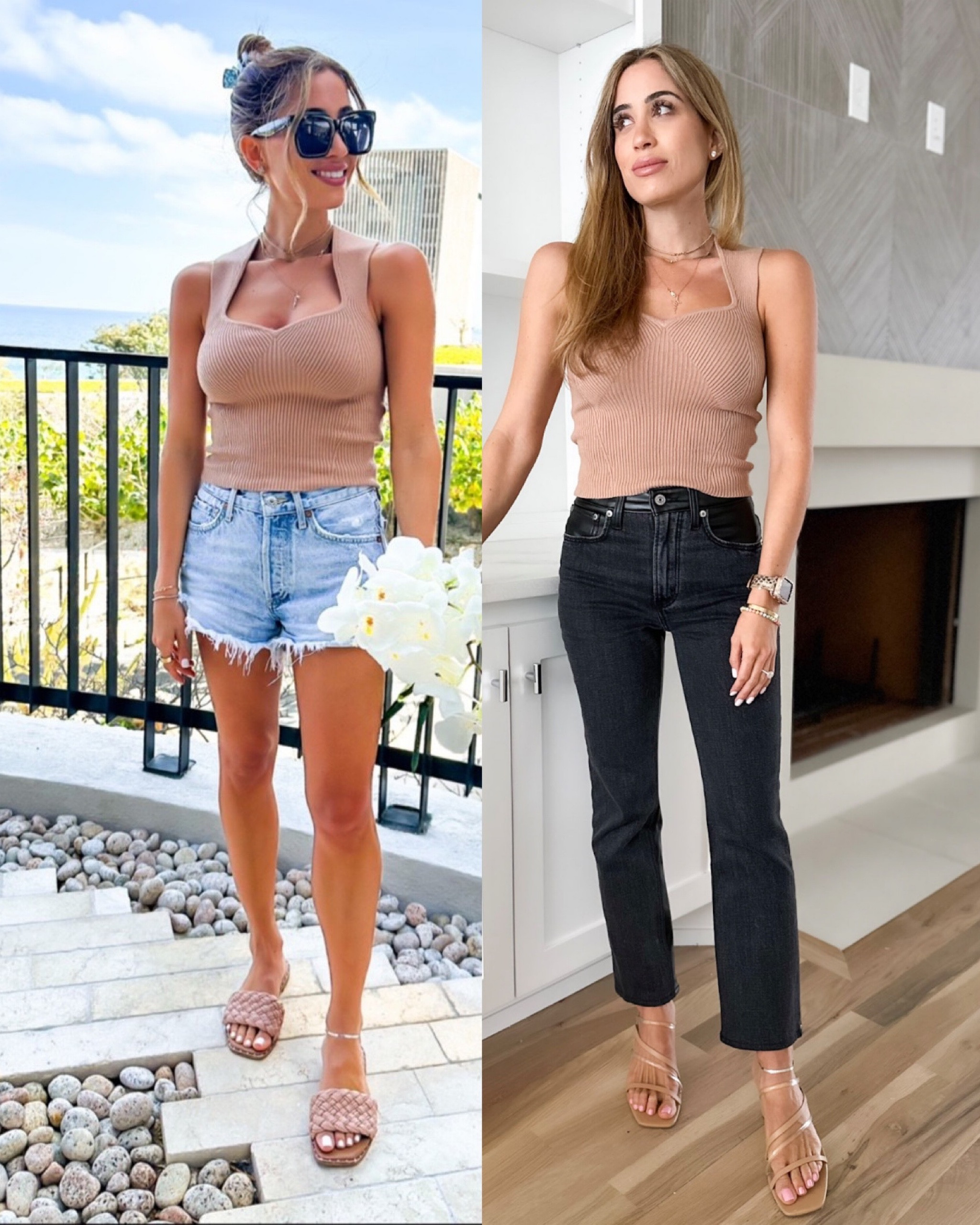 Knit tank size xxs on sale denim shorts size 23 black jeans size 24s nude braided sandals 

#LTKunder100 #LTKsalealert #LTKunder50