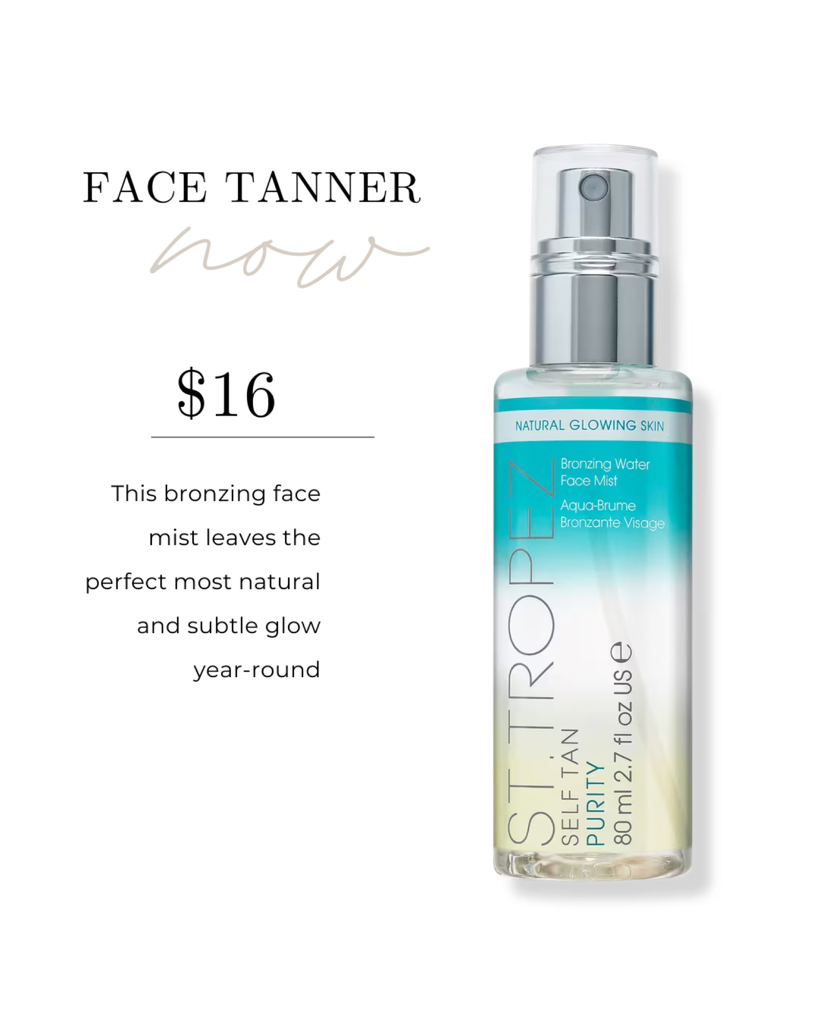 St. Tropez bronzing face mist leaves the natural most perfect glow year round. It also smells amazing! 🤩 Ulta Beauty’s 21 Days of Beauty Sale 

#LTKSaleAlert #LTKBeauty #LTKU