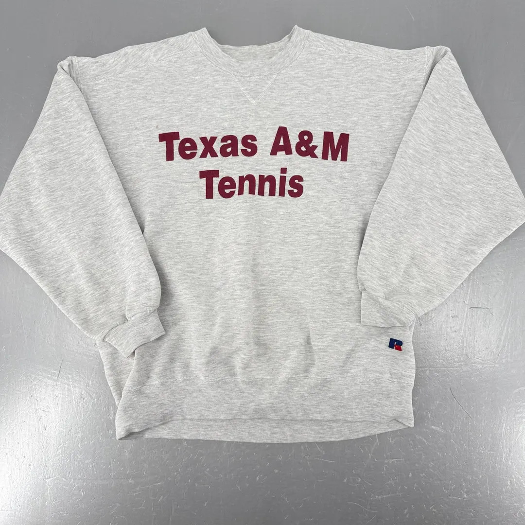 Vintage Russell Athletic Texas A&M Tennis Sweatshirt Gray High Cotton XL USA | Etsy (Global)