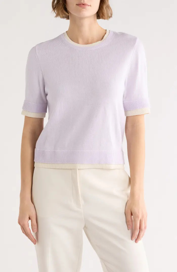 Layered Crewneck Short Sleeve Sweater | Nordstrom Rack
