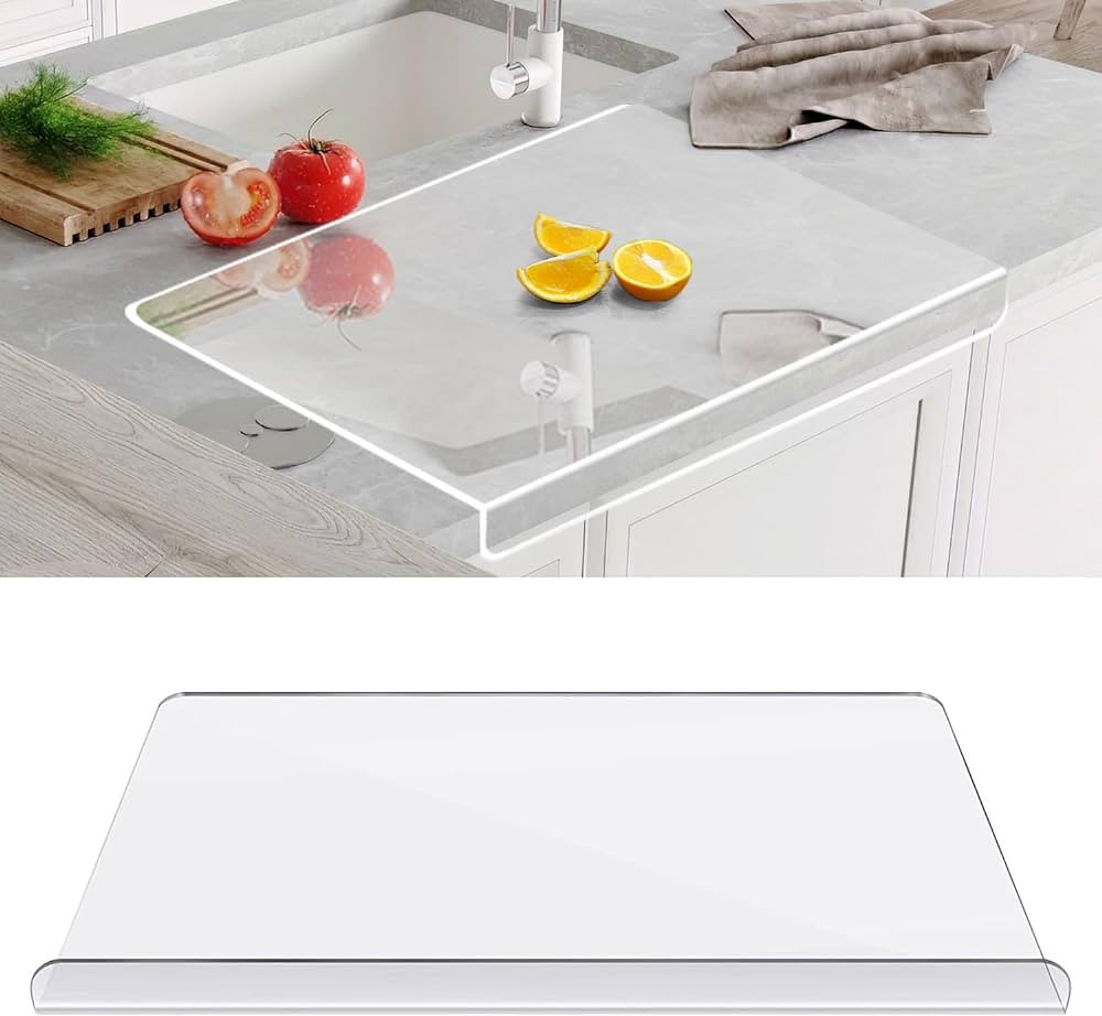 Acrylic Large Cutting Board 24" x 18" With Lip, Oleksand Chopping Board For Kitchen,Clear Non Sli... | Amazon (US)