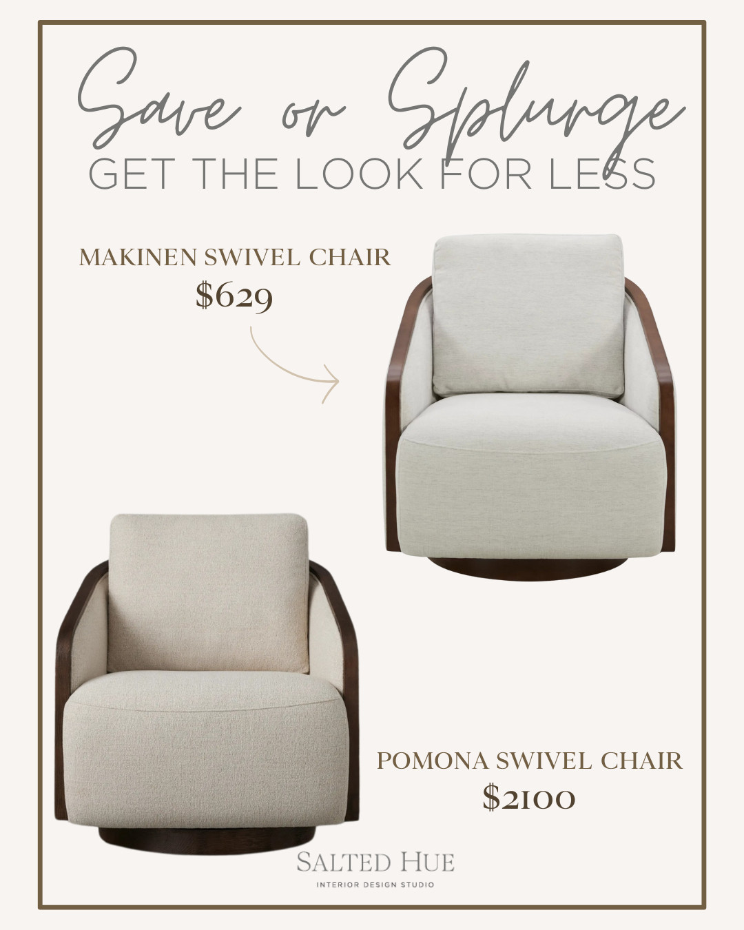 Get the look of Arhaus Pomona Swivel Chair, but for a fraction of the cost.  We used this Makinen Swivel chair in a recent design project and it did not disappoint in quality, look, or comfort!   

 #LTKHome #LTKStyleTip