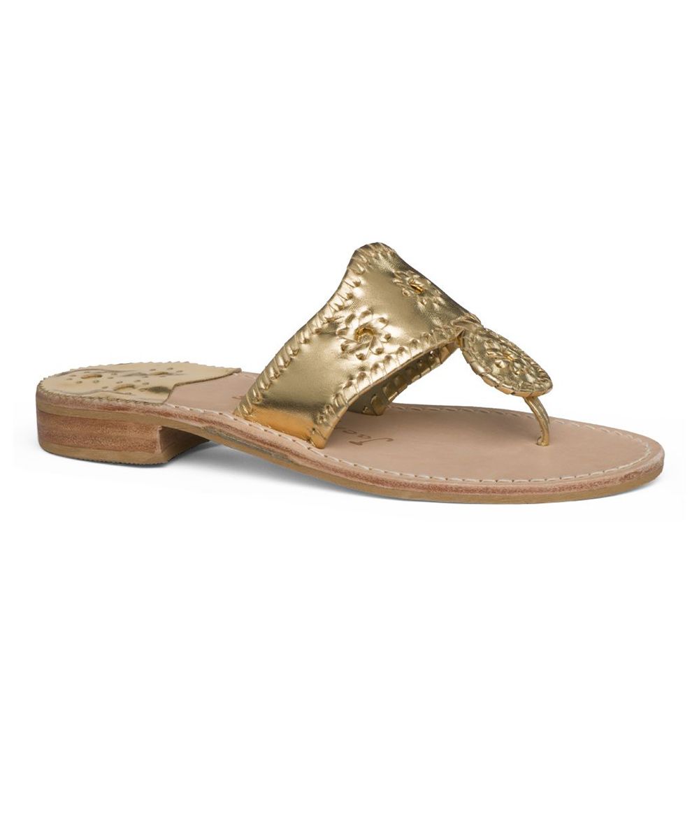 Jack Rogers Women's Sandals GOLD - Gold Hamptons Leather Sandal - Women | Zulily