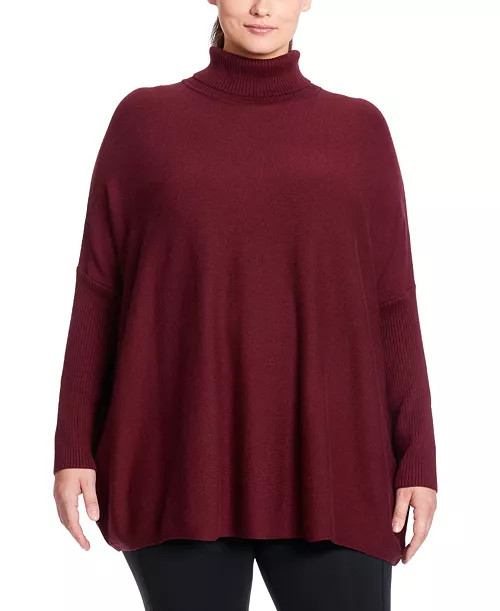 Joseph A Plus Sized Long Sleeve Turtleneck Poncho Sweater - Macy's | Macy's