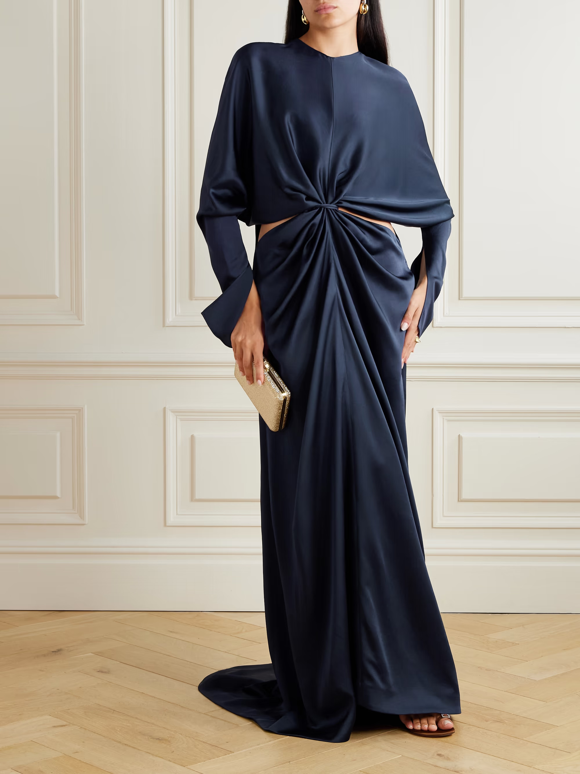 Twist-front cutout satin gown | NET-A-PORTER (US)