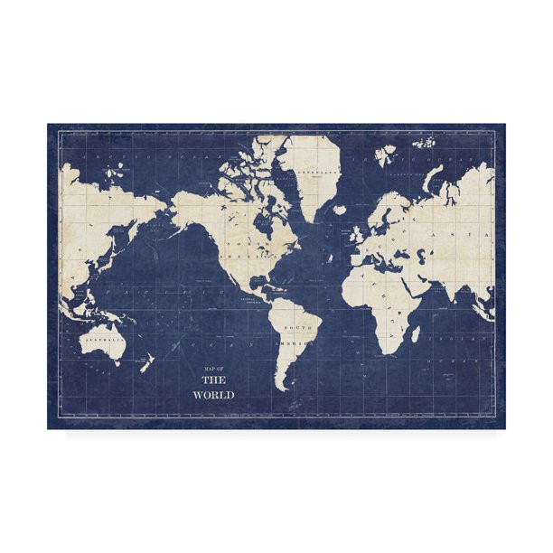 Trademark Fine Art 'Blueprint World Map' Canvas Art by Sue Schlabach | Walmart (US)
