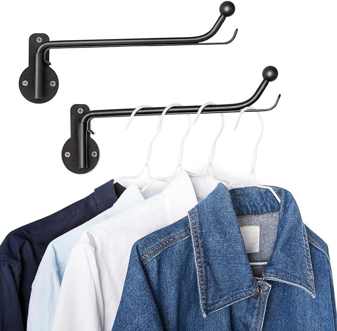 Mkono Wall Mounted Clothes Hanger with Swing Arm Holder Valet Hook Metal Hanging Drying Rack Spac... | Amazon (US)