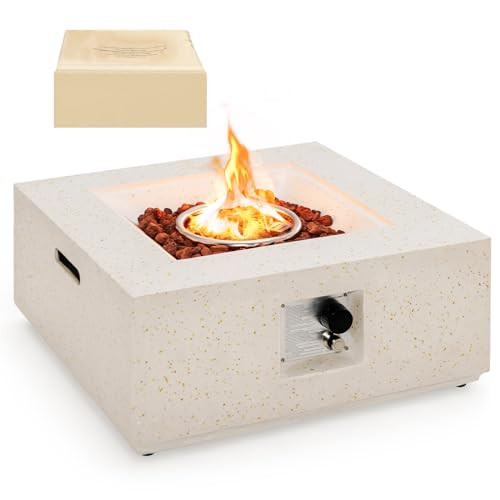 COSTWAY 28'' Square Fire Pit Table with 50,000 BTU Heat Output and Cover | Amazon (US)