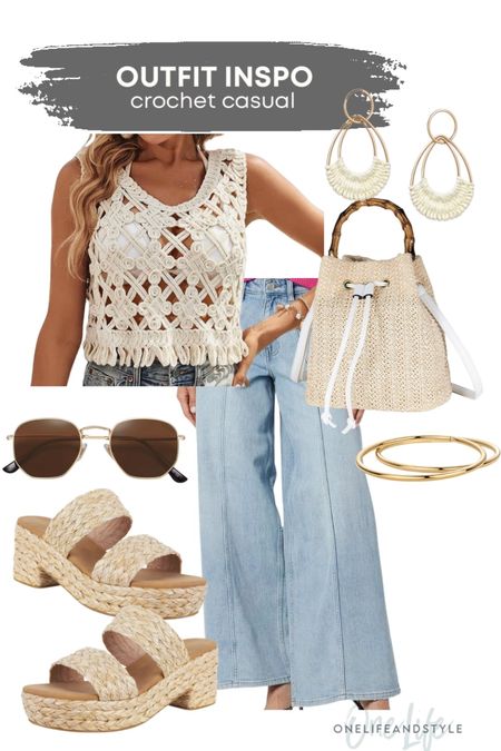 Casual jeans and crochet tank outfit (I am loving crochet tops right now! And I just ordered these jeans!!)

#LTKSeasonal #LTKStyleTip #LTKFindsUnder50