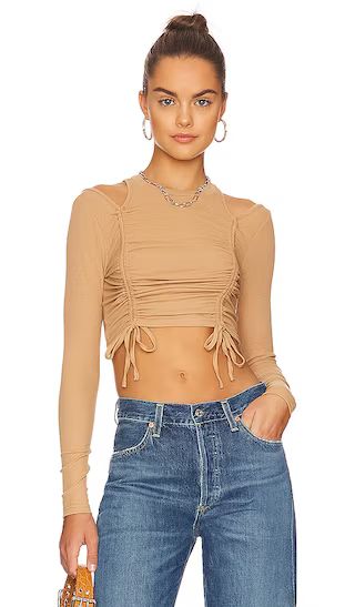 Andi Ruched Top in Tan | Revolve Clothing (Global)