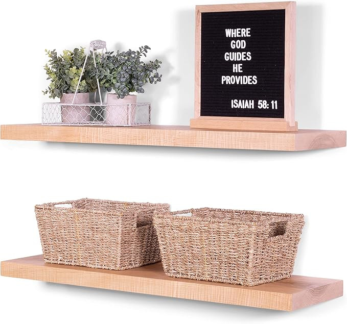 DAKODA LOVE Floating Shelves | Solid Maple | Premium Craftsman Quality | Heavy Duty Hidden Bracke... | Amazon (US)