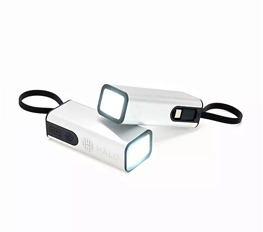 Make Your Selection: HALO Set of 2 4.4k mAh Power Banks w/ Flashlight & Built in Cable | QVC