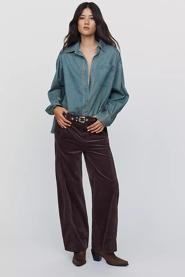 Lex Mid-Rise Corduroy Barrel Jeans | Anthropologie (US)