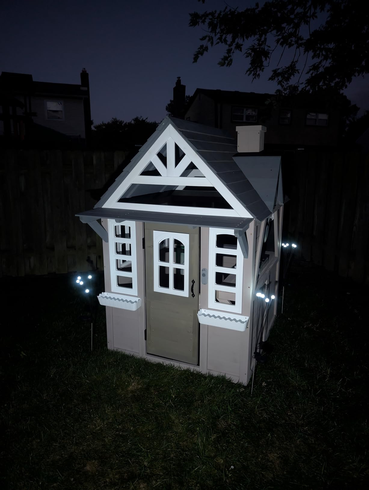 Kids Outdoor Playhouse,Cedar Gray Wooden Play House for Kids Ages 3-8, with Play Kitchen, Interac... | Amazon (US)