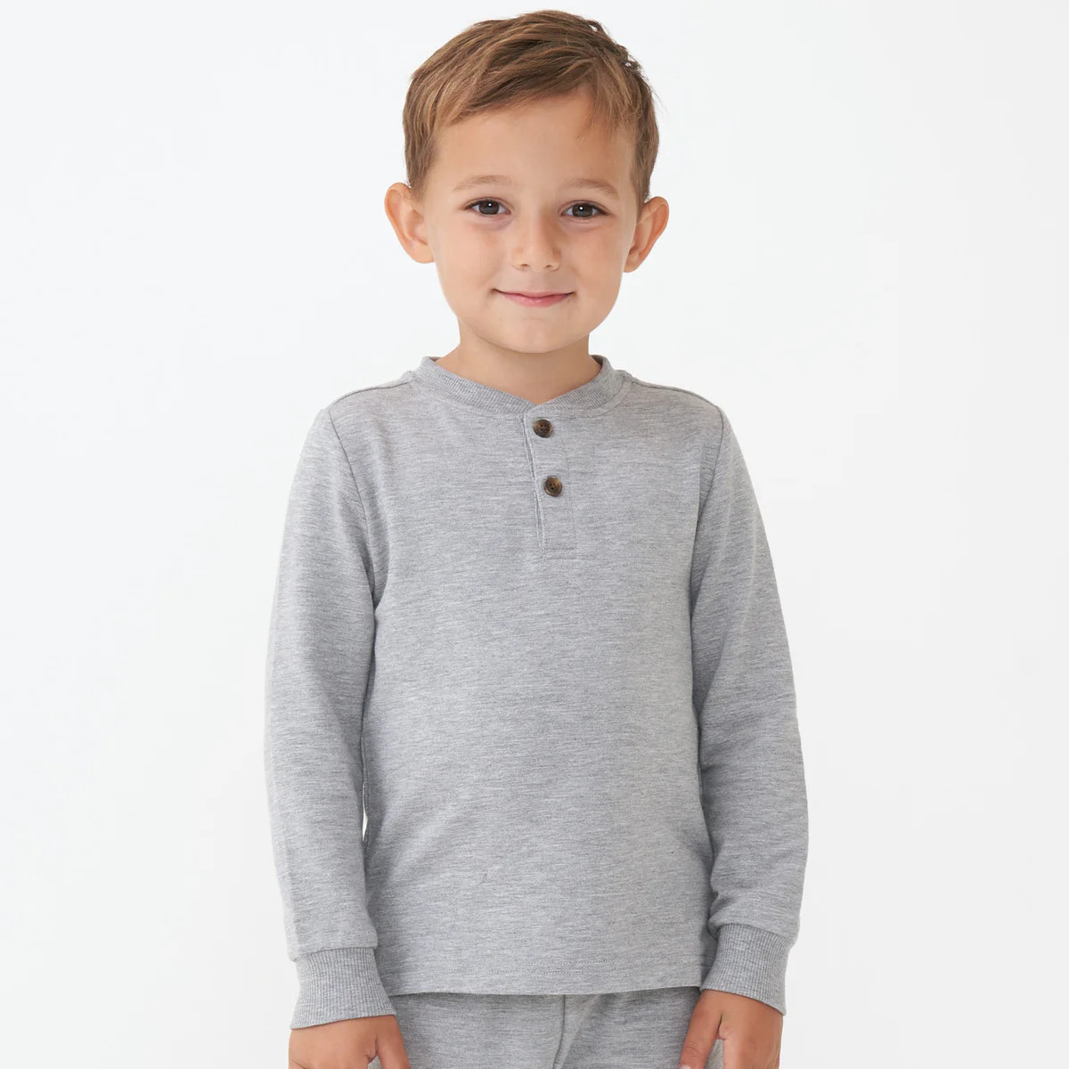 Heather Gray Henley Tee | Little Sleepies