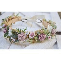 Dusty Rose Flower Crown Baby Floral Halo, Photo Prop | Etsy (US)