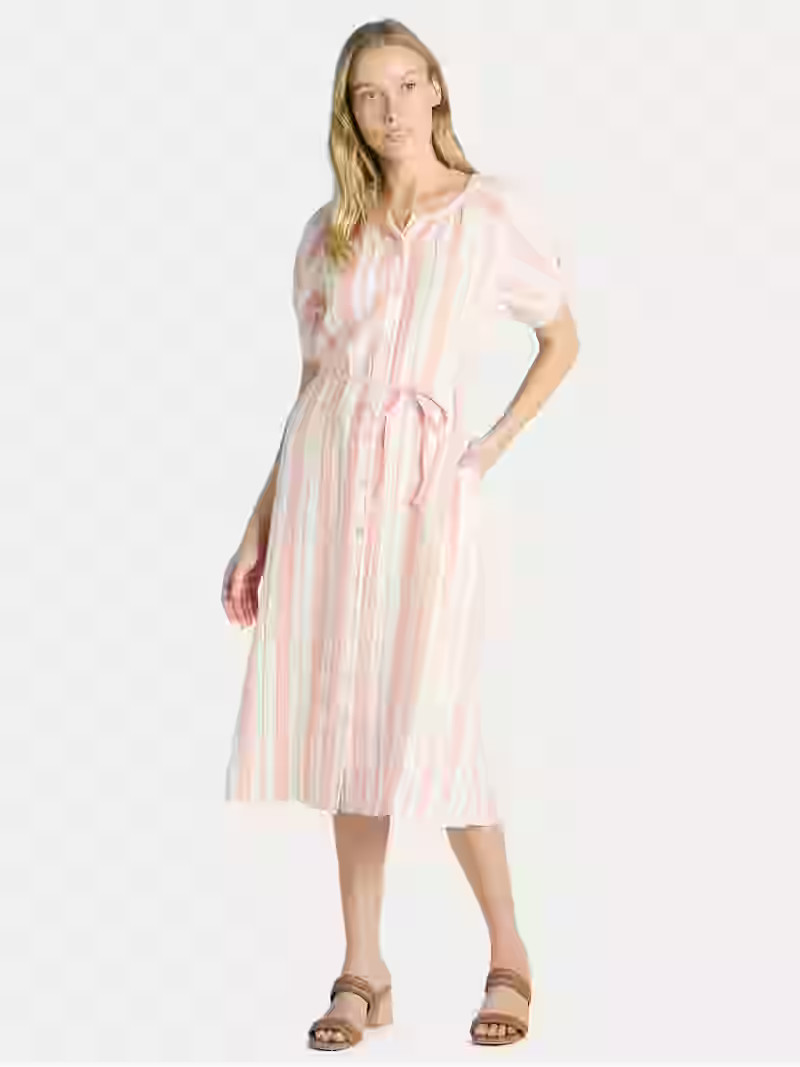 Time and Tru Women’s and Women’s Plus Cotton Double Cloth Midi Dress, Sizes XS-4X | Walmart (US)