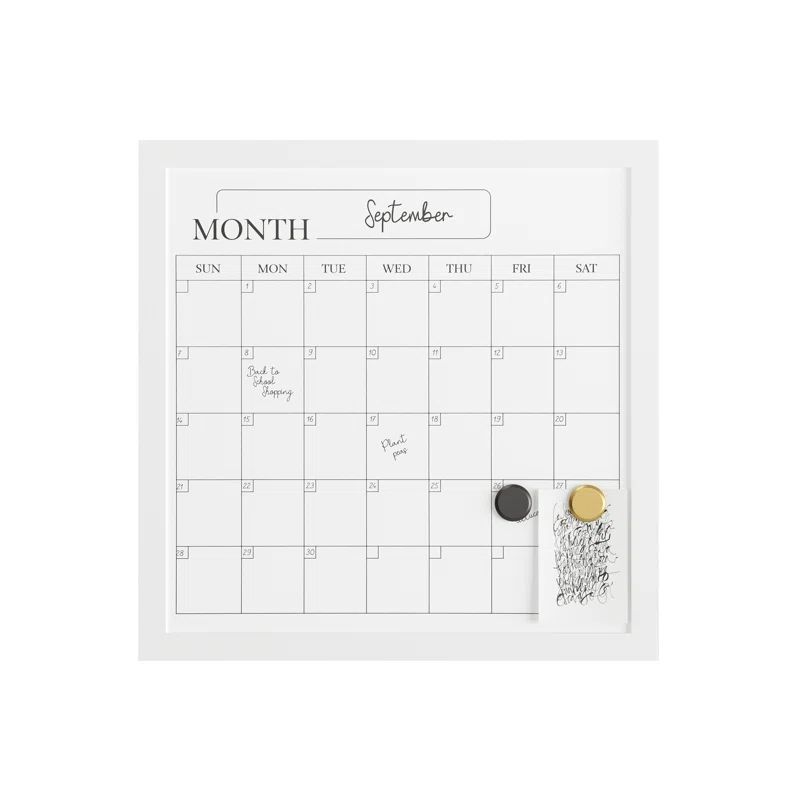 Thomas Martha Stewart Magnetic Monthly Calendar Dry Erase Board with Woodgrain Frame, Dry Erase M... | Wayfair North America