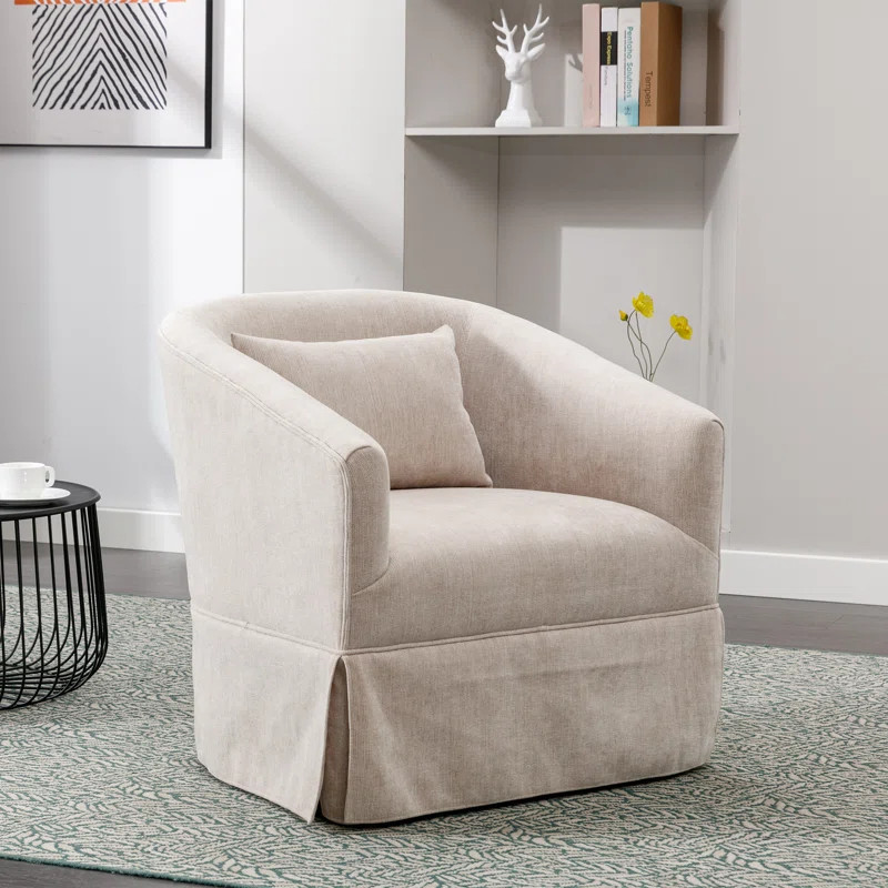 360-Degree Swivel Upholstered Armchair with Accent Pillow | Wayfair North America