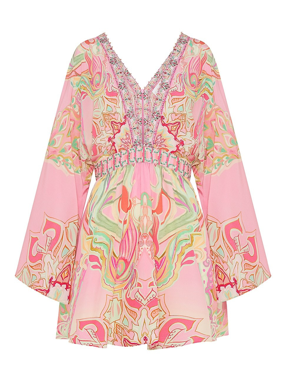 Women's Printed Silk Kimono-Inspired Minidress - Tea With Tuchinski - Size XXS | Saks Fifth Avenue