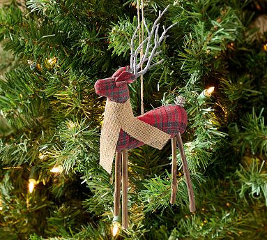 Plaid Oversized Deer Ornament | Pottery Barn (US)