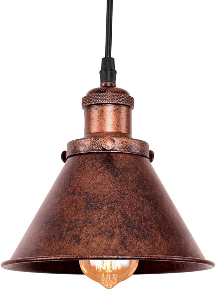 Lingkai Industrial Pendant Light Rustic Cone Shade Mounted Fixture Hanging Ceiling Lamp Antique P... | Amazon (US)