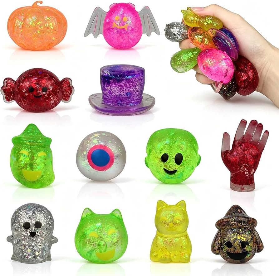 Jofan 12 Pack Halloween Stress Balls Glitter Squishy Squeeze Toys Sensory Fidget Toys for Kids St... | Amazon (US)
