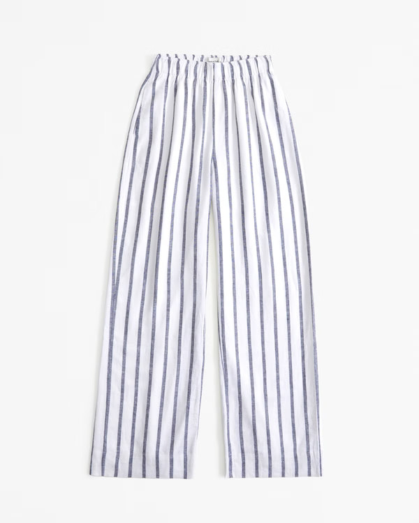 Linen-Blend Pull-On Wide Leg Pant | Abercrombie & Fitch (US)