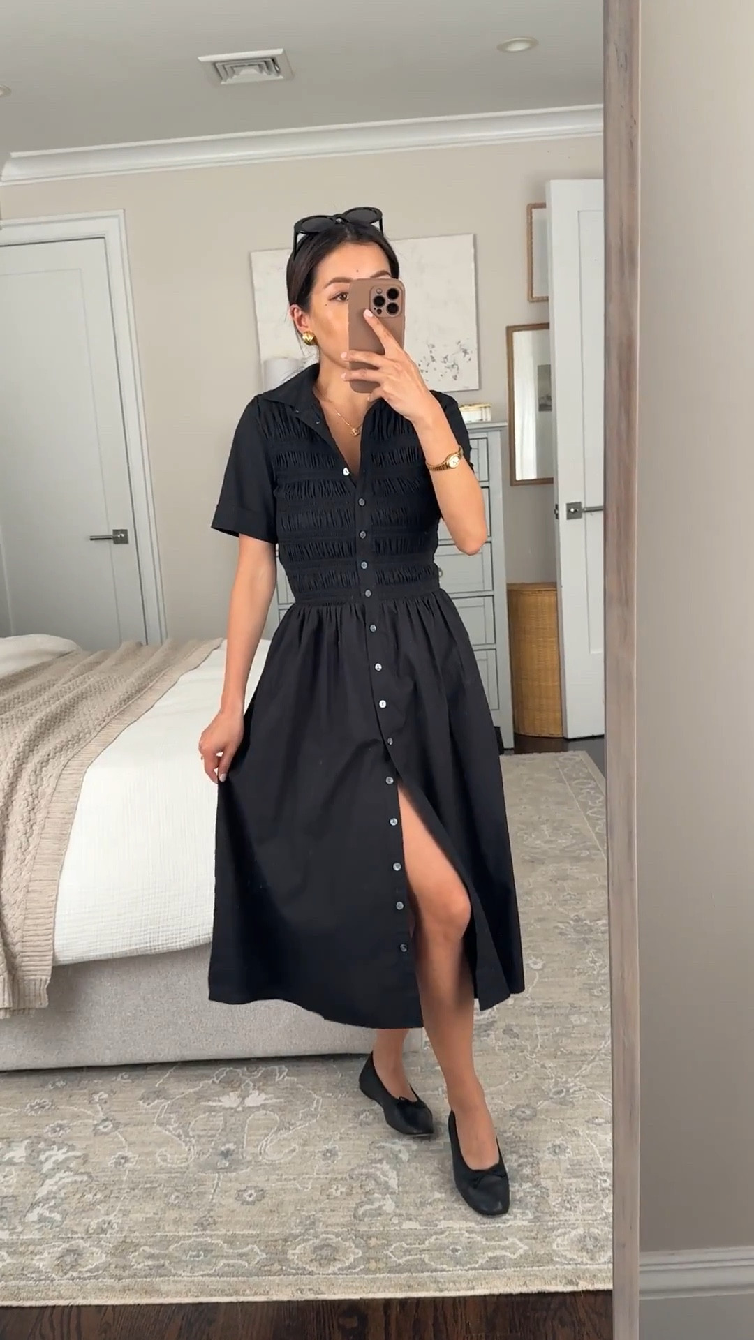 Jcrew dresses sale! Several cotton options in petite sizing.

- (3 colors) trying on cotton button down dress XXS petite. TTS. Feels snug when you're in the midst buttoning it up but once it's on it's very flattering and snatches your waist in a bit. 

Pockets and perfect midi length. Functional buttons.

- My flats are old J.Crew but just recently tried on the Sophie flats and they are incredibly comfortable with a small low heel! Size down if you're between half sizes.

#LTKootd #LTKSaleAlert #LTKPetite