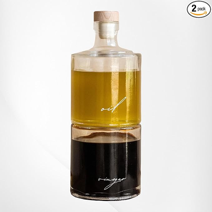 Generic Oil and Vinegar Glass Dispenser Set, 8oz Bottles with Cork Lid - Handcrafted, Premium Qua... | Amazon (US)