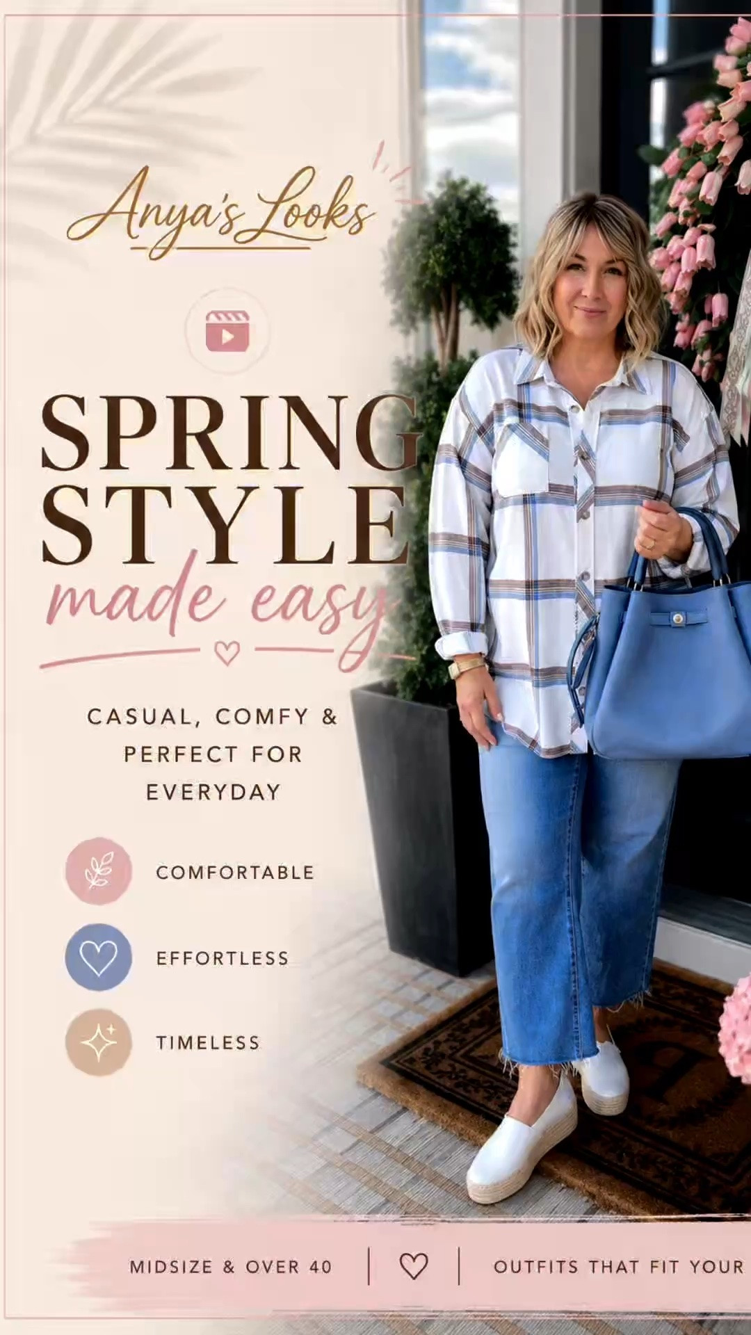 Spring style made easy 🤍✨
Comfortable, effortless, and timeless pieces that fit real life — because getting dressed should feel easy and beautiful.
These comfy platform slip-ons + this gorgeous blue bag are the perfect finishing touch for an everyday midsize look. 
#midstylefashion #midsizefashion #womenover40style #over50fashion #springstyle #casualchic #everydayoutfit #comfortablefashion

Spring outfits for women over 40. Midsize fashion inspiration. Casual chic outfit ideas. Comfortable everyday style. Timeless spring fashion. Easy outfit formulas. Relaxed feminine outfits. Platform slip on shoes. Blue handbag outfit inspiration. Outfit ideas for real life. Midlife fashion creator. Effortless spring style. Affordable fashion finds. Everyday midsize outfits. Casual spring looks.