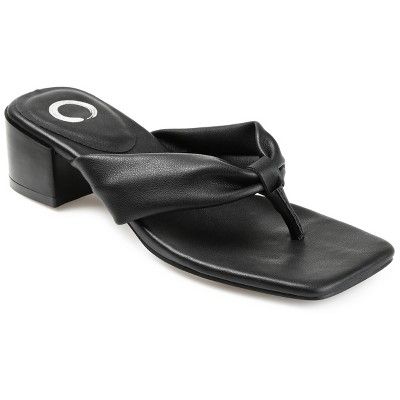 Journee Collection Womens Seelah Low Stacked Heel Flip Flop Sandals Black 9.5 | Target