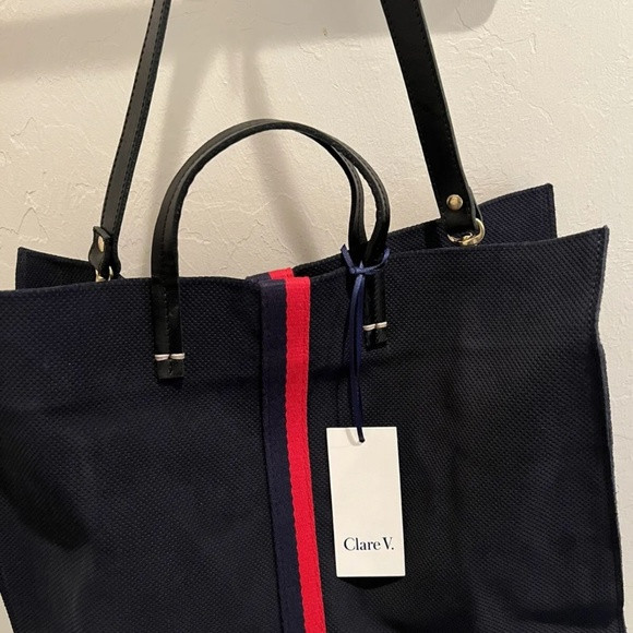 NEW with tags Clare V  Simple Tote Blue with crossbody or shoulder strap | Poshmark