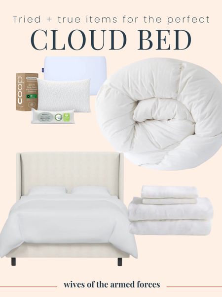 After years of trial and error, we have finally landed on the perfect items for cloud bed vibes! The Casper pillow is solid foam and the Coop pillow is shredded foam!