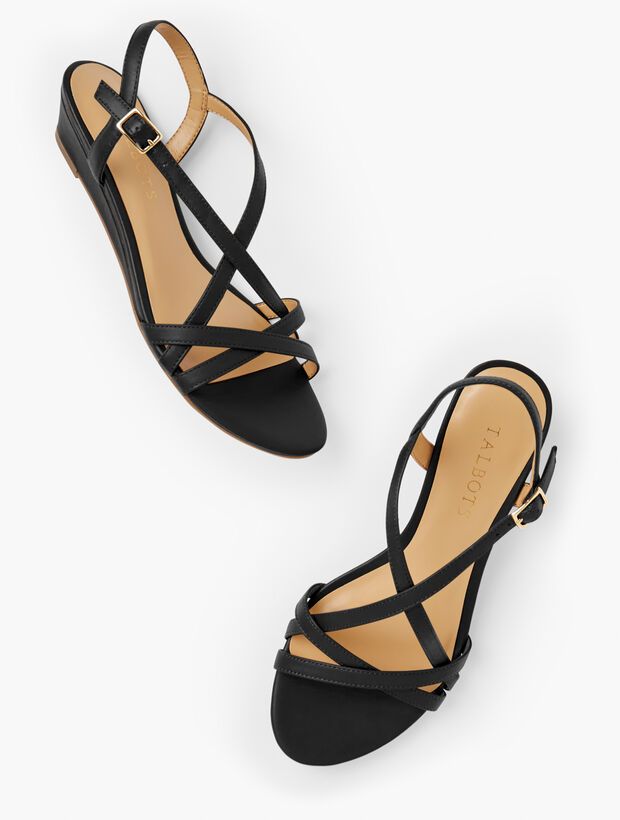 Capri Crossed Nappa Wedge Sandals | Talbots