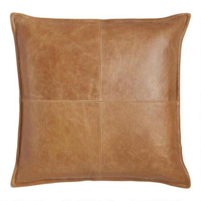 Tan Leather Kona Throw Pillow | World Market