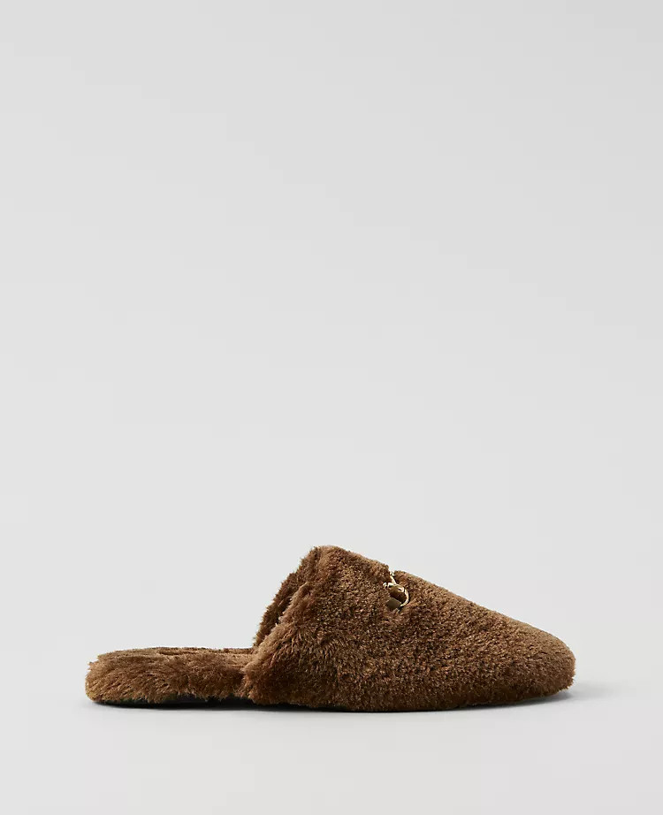 Horsebit Fuzzy Slide Flat | Ann Taylor (US)