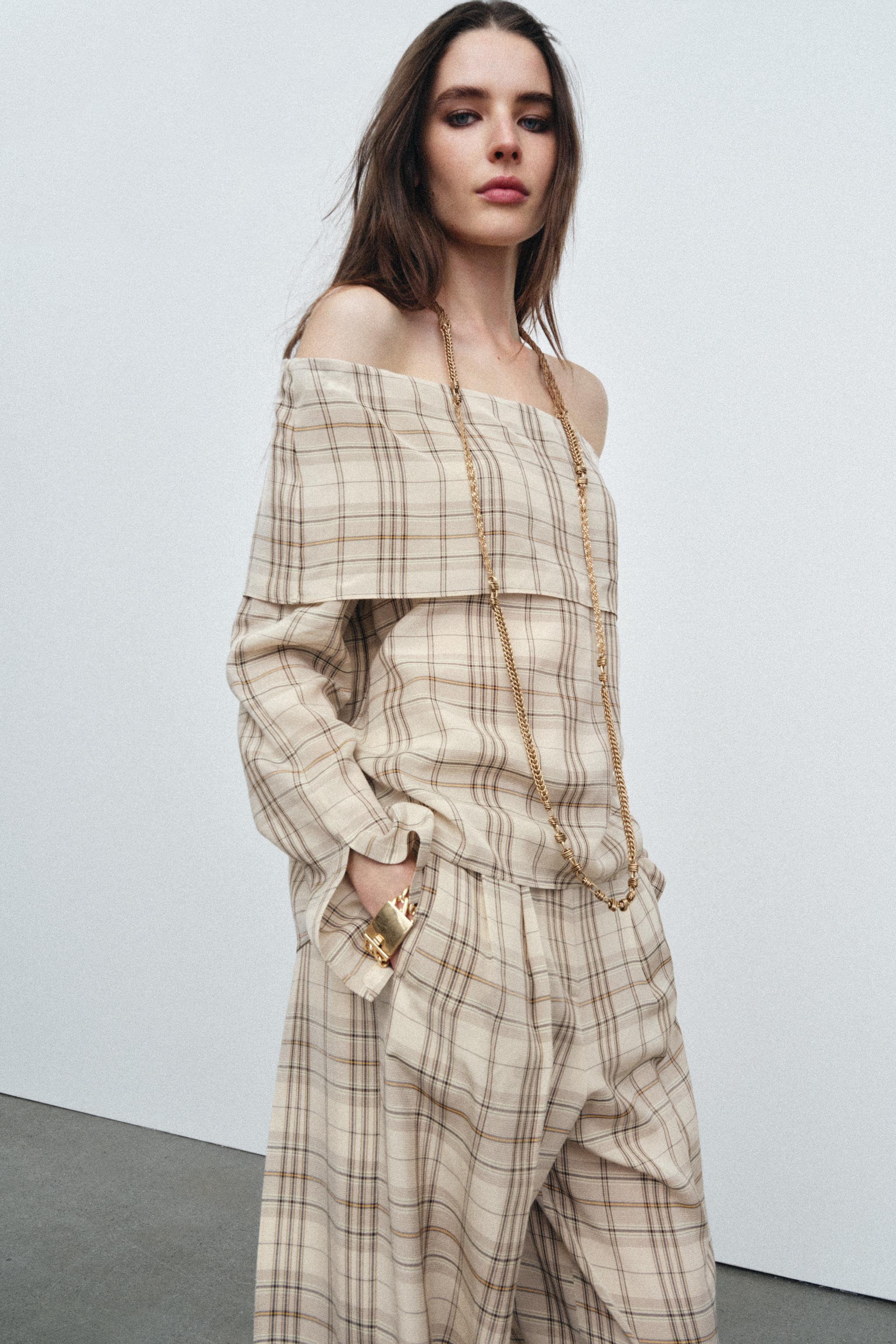 ZW COLLECTION PLAID TOP | Zara US