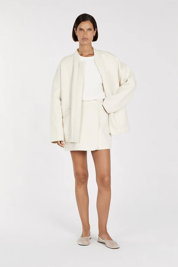 JERI CREAM WOOL BLEND MINI SKIRT | DISSH