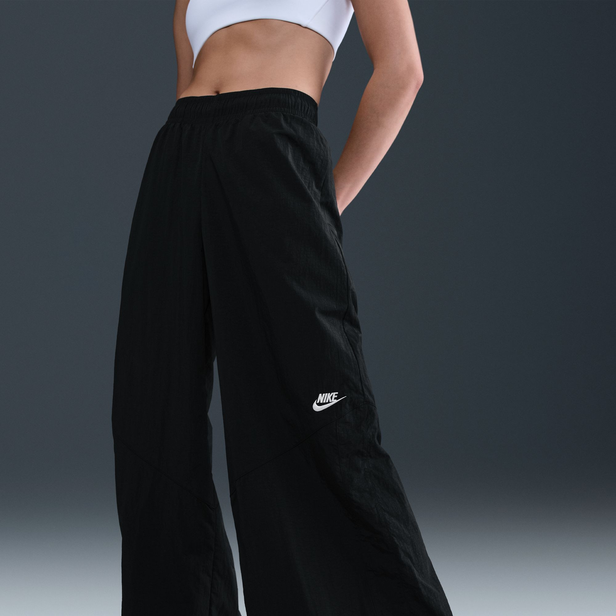 Nike Women's Sportswear Wide-Leg Woven Pants, XL, Black/Black/Sail | DICK'S Sporting Goods