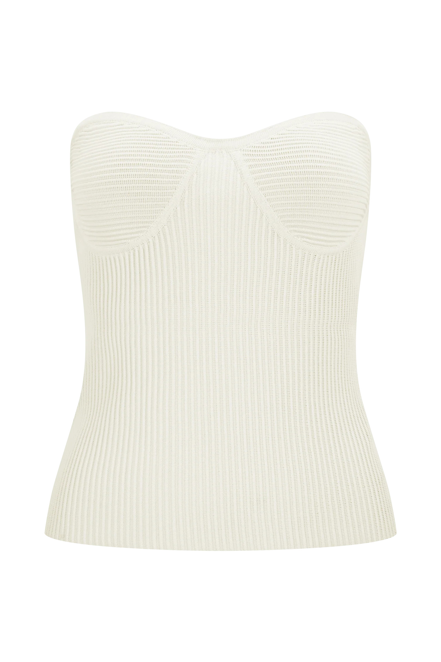 Elodie Strapless Cupped Knit Top - Ivory | MESHKI US
