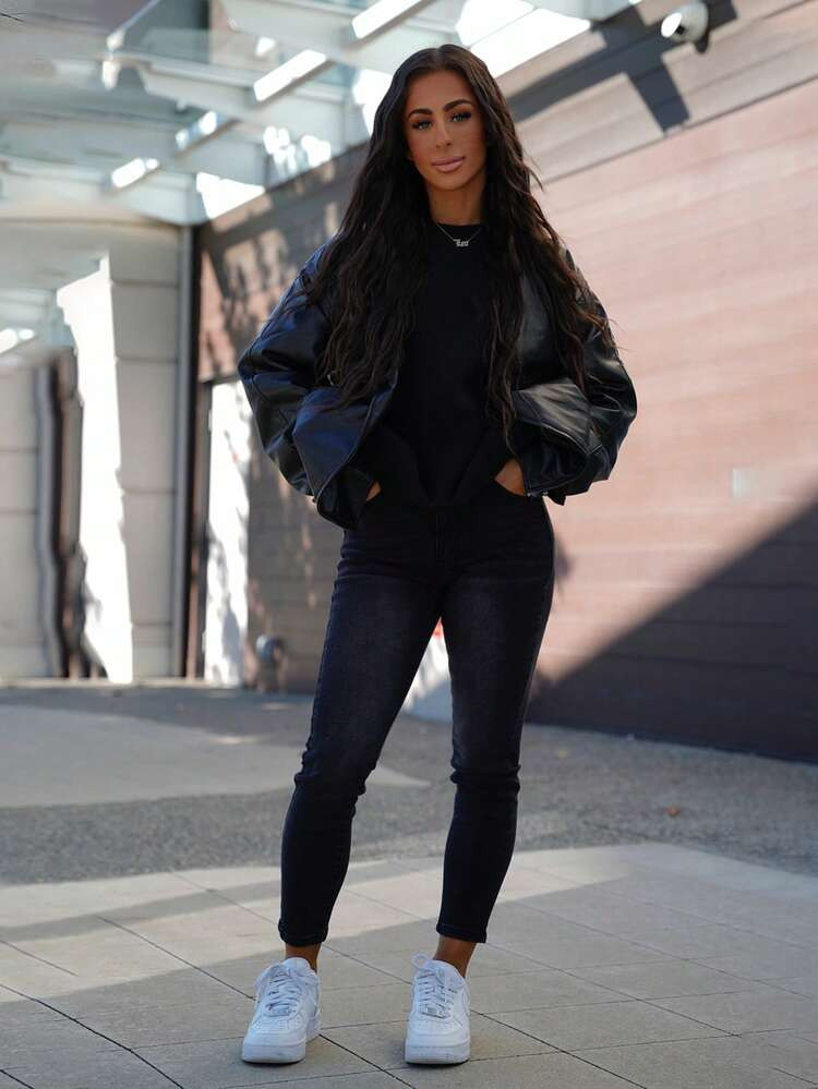 SAYEHFBABY High-Waisted Button-Embellished Skinny Stretch Distressed Y2K Jeans Thermal Lined Skin... | SHEIN