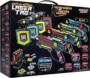 Squad Hero Rechargeable Laser Tag 360° Sensors + Innovative LCDs, HeroSync, 4 Set - Gifts for Te... | Amazon (US)