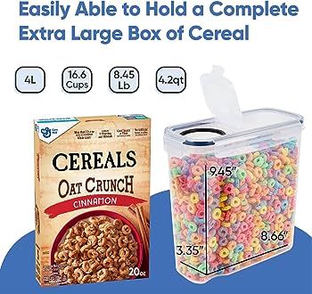 Cereal Containers Storage Set Large (4L,135.2 Oz), Airtight Food Storage Containers for Kitchen &... | Amazon (US)