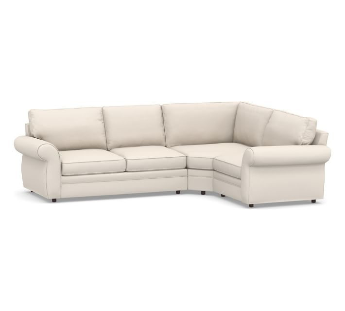 Pearce Roll Arm Upholstered 3-Piece Sectional with Wedge | Pottery Barn (US)