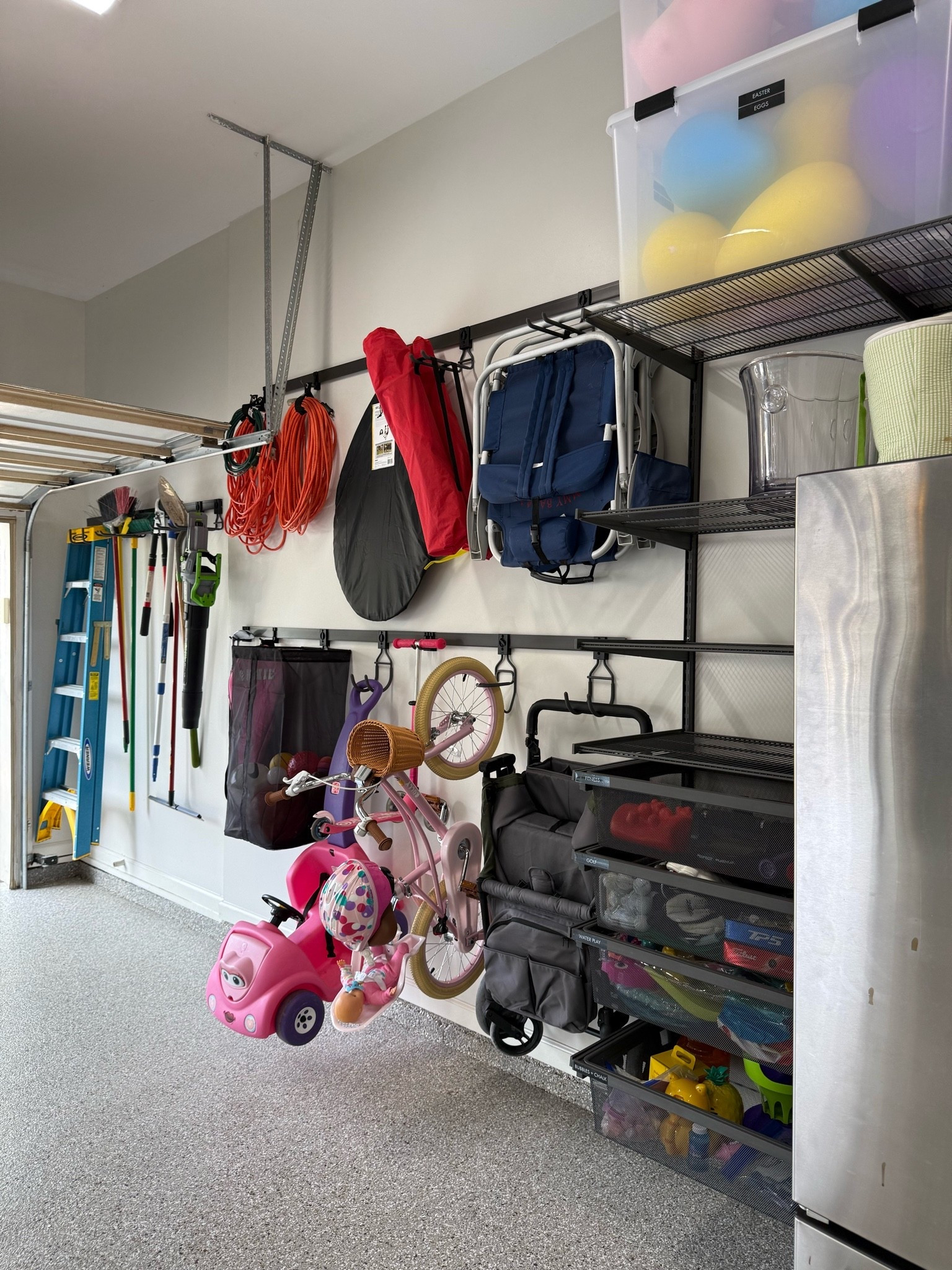 We know how it feels when you can barely see the garage floor anymore.

Between the bikes, balls, yard tools, sports gear, and kids' toys, it doesn't take long for everything to end up in a pile - and suddenly there's nowhere to park, walk, or find what you need.

That's why we love using the walls. Getting everything up and off the floor can completely change how your garage feels and functions. 🙌

✨ Comment INSPO to visit our website to see how we’ve transformed real garages for real families.