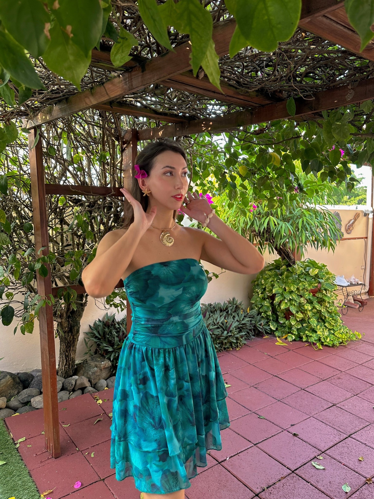 cutest tropical floral print mesh mini dress 🌊🌴🥥 save for your next beach trip! 
• wearing: size xs (sized down to really ensure the bust would stay secure, but I probably could have gone with a s too) 
• double-lined 
• lightweight mesh material (perfect for hot weather)
• comes in other stunning tropical prints! 

[beach vacation outfits, ibizacore, ibiza fashion, teal minidress, turquoise mermaidcore outfit ideas, pose ideas, vacay photo idea, amazon fashion affordable finds, strapless summer sundress, garden party] 

#LTKStyleTip #LTKSeasonal #LTKFindsUnder50