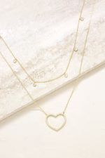 Crystal Heart and Drop Layered 18k Gold Plated Necklace Set of 2 | Ettika