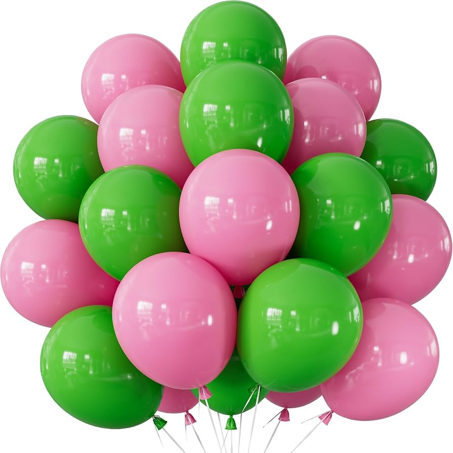 Pink and Green Balloons - Latex Balloons 12 Inch Dark Pink Balloon Green Party Balloon for Girl P... | Amazon (US)