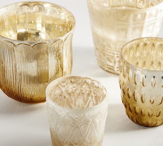 Eclectic Mercury Votive Holders, Set of 6 - Silver | Pottery Barn (US)